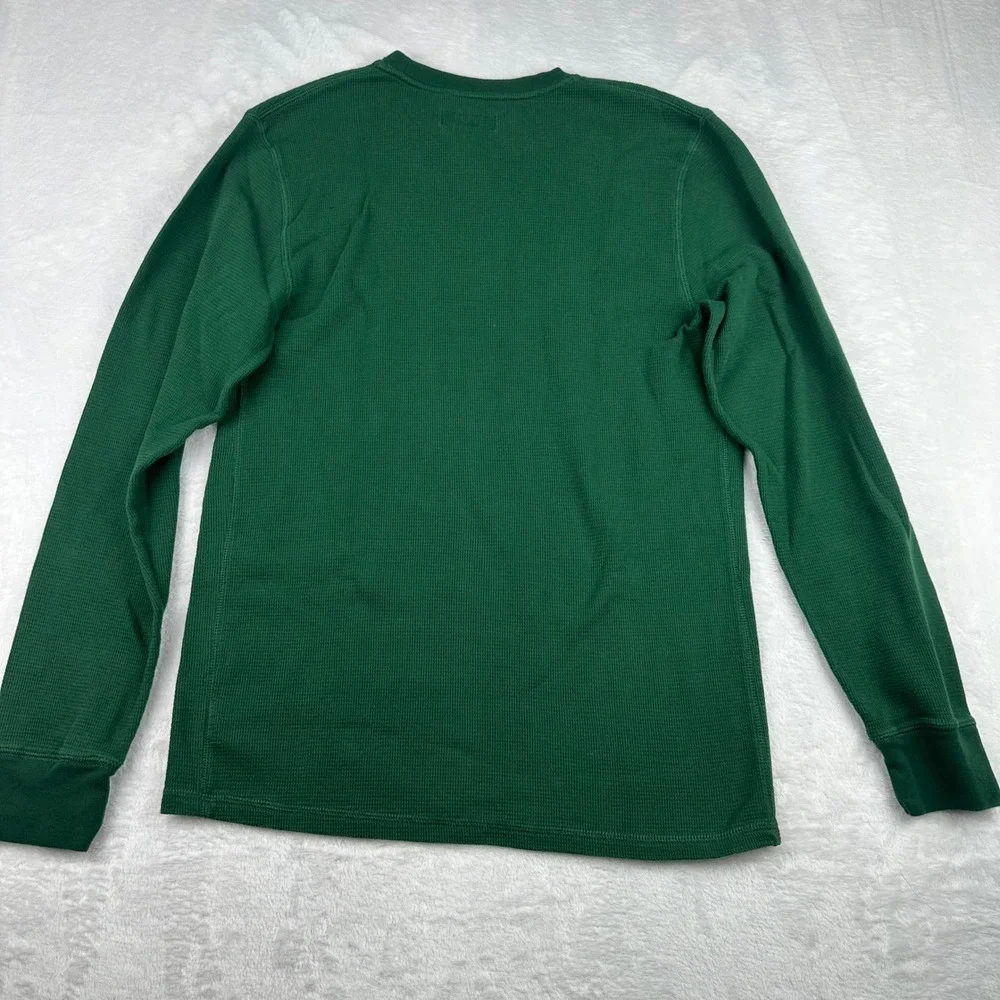 Polo Ralph Lauren Mens Size Large Green Waffle Knit Thermal Long Sleeve Shirt
